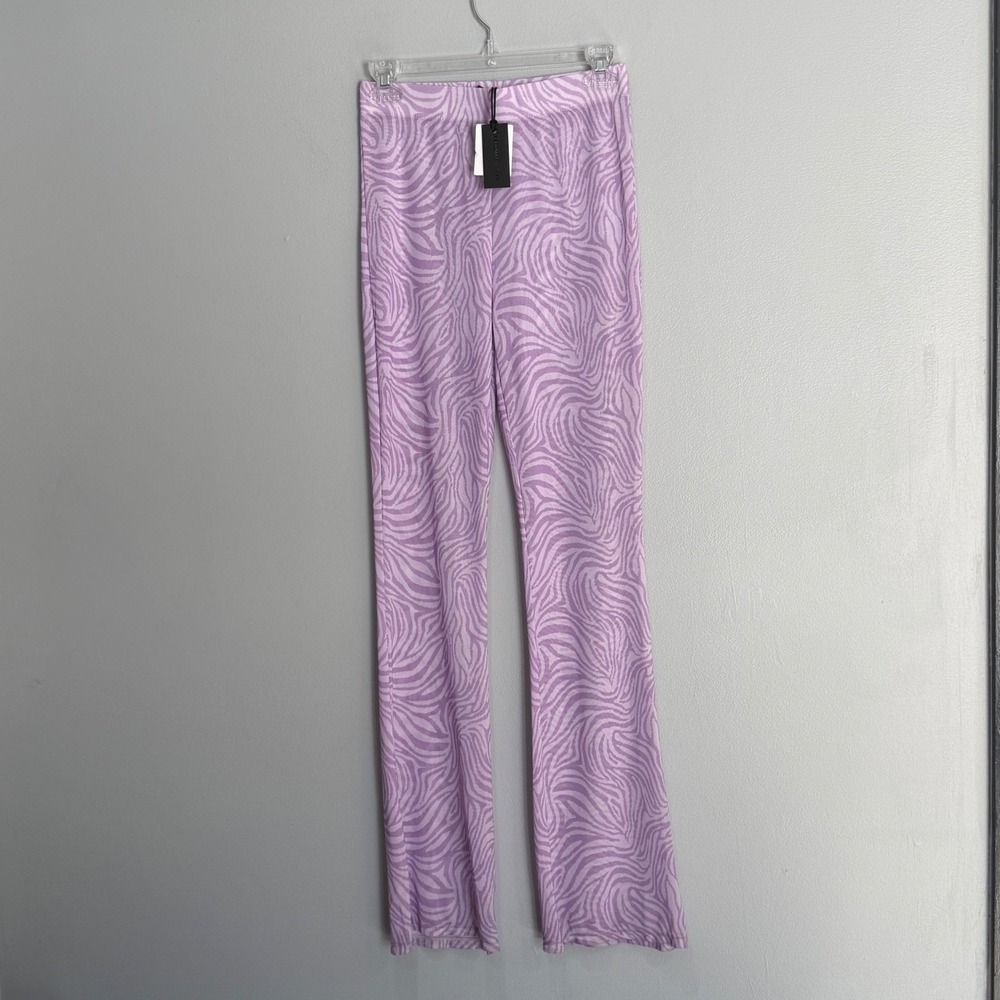 Kendall + Kylie Lilac‎ Tiger Mesh Flare Pants swim cover up Purple Size M NWT
